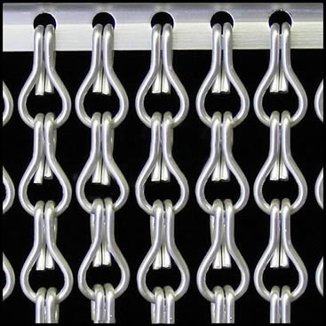 Seven rows of silver aluminum chain curtains on the track.