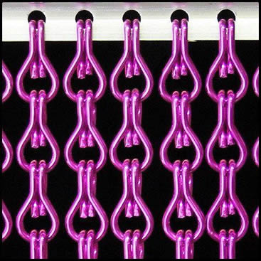 Seven rows of purple aluminum chain curtains on the track.