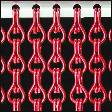 Seven rows of red aluminum chain curtains on the track.