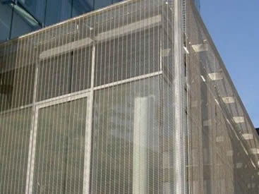 The building exterior surface is covered by the cable metal meshes.