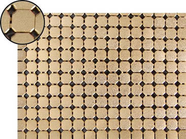 A piece of metallic fabric cloth with 8mm flat octagon shape and dull polished brass color.