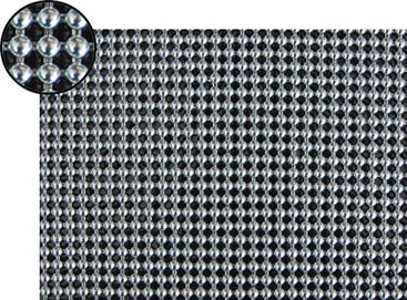 A piece of metallic fabric cloth with 4mm round shape and bright silver color.